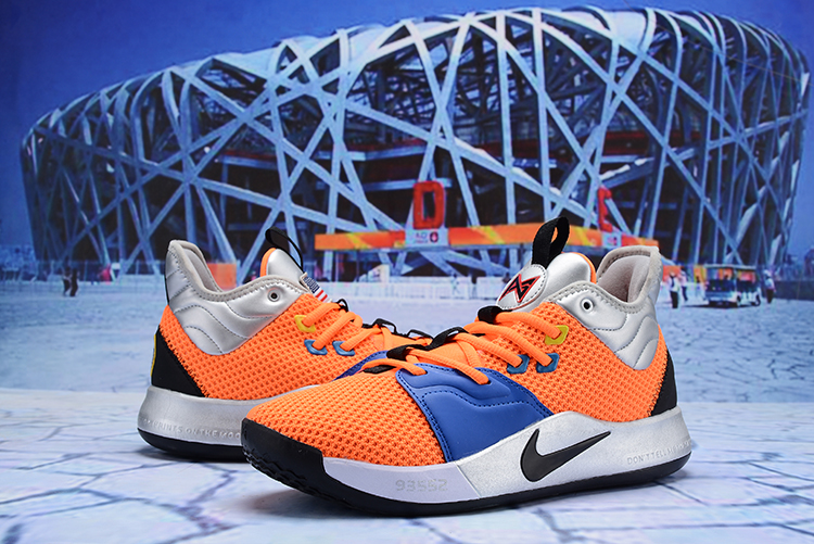 Nike Paul George III NASA Orange Blue Silver Black Shoes